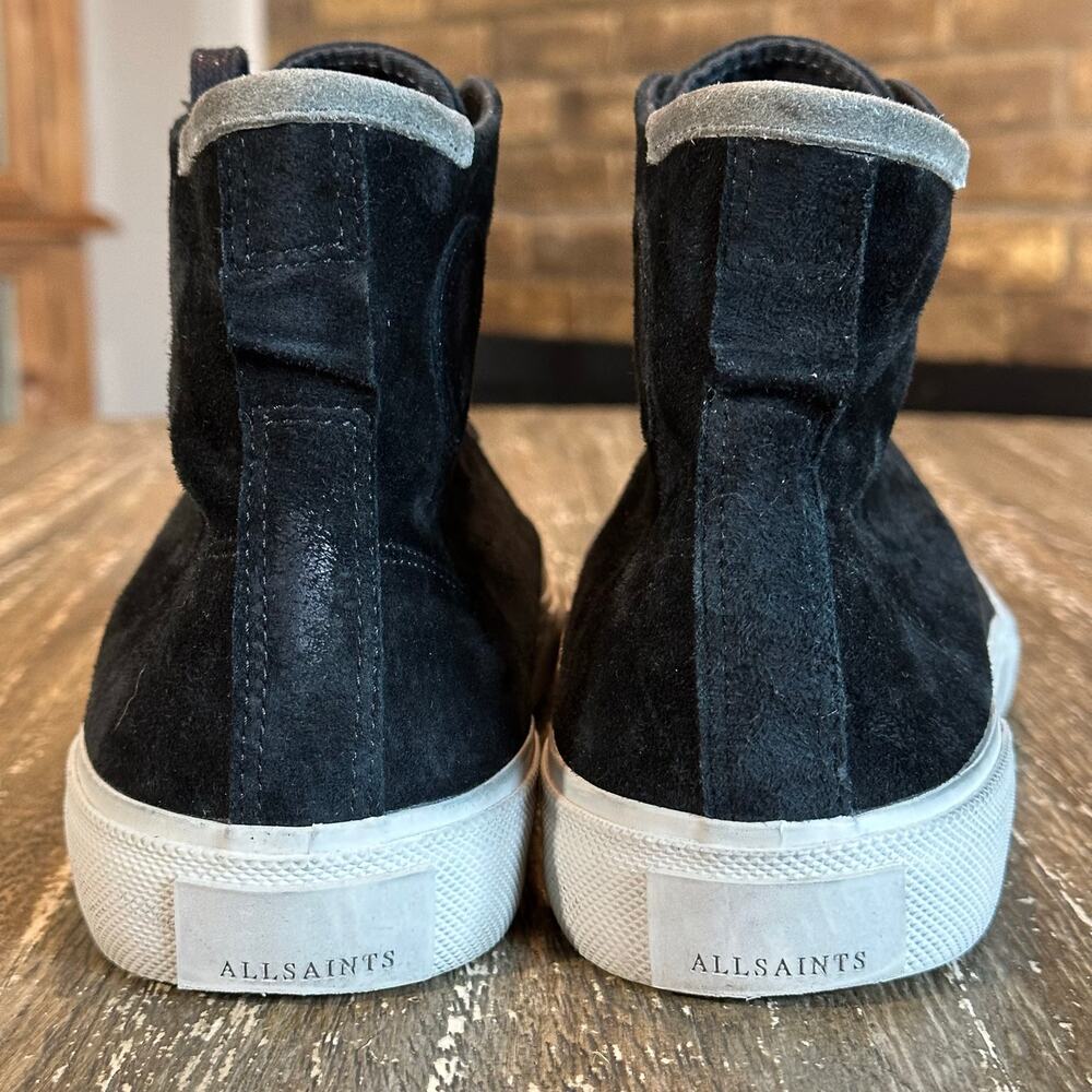 ALLSAINTS Dumont Suede Leather Lace Up High Top Sneakers Black Men’s Size 43 EU - Picture 10 of 12